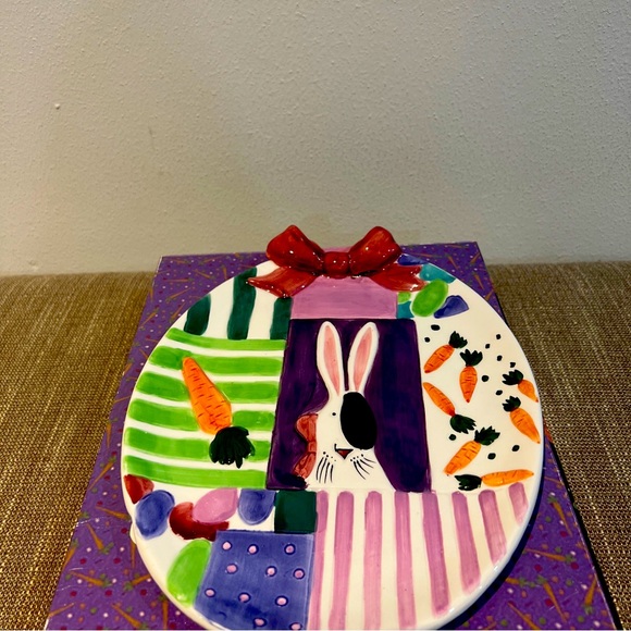 Ceramic Oval Plate Easter Bunny Rabbit - Picture 1 of 3